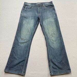 Flypaper Jeans Men's 33x30 Blue Denim Bootcut Relaxed Medium Wash Utility Retro